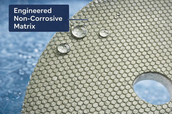 Non-Corrosive ResidueDuring surface correction, fine bonding particles are released — this is normal. Because Pool Plaster Discs use a non-corrosive matrix, any residue will not rust, stain, discolor plaster, or interfere with salt systems or pool equipment.