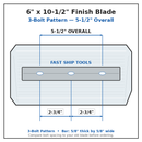 30" Power Trowel Blade 6" x 10-1/2" Allen Finish (4-Pack) Bolt Pattern