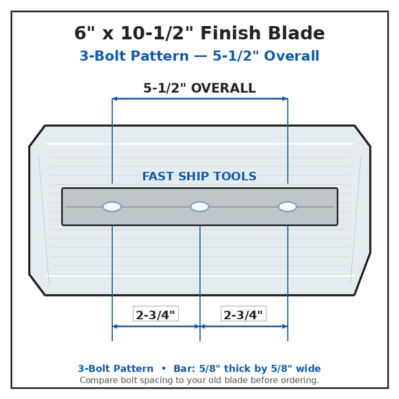 30" Power Trowel Blade 6" x 10-1/2" Allen Finish (4-Pack) Bolt Pattern
