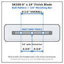 36" Power Trowel Blade 6" x 14" Finish (4-Pack) Bolt Pattern