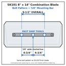 36" Power Trowel Blade 8" x 14" Combination (4-Pack) Bolt Pattern