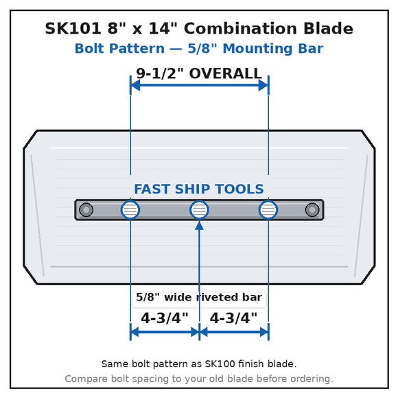 36" Power Trowel Blade 8" x 14" Combination (4-Pack) Bolt Pattern