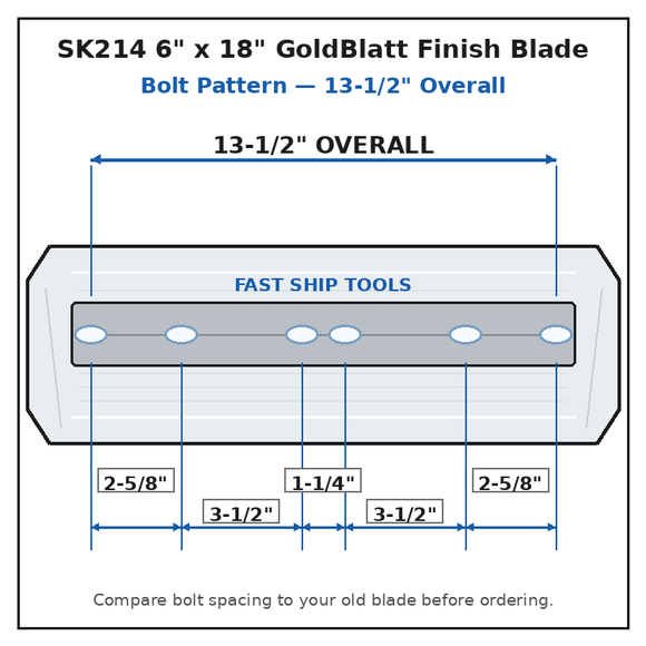 46-48" Power Trowel Blade 6" x 18" Gold Finish (4-Pack) Bolt Pattern