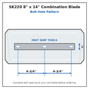 36" Power Trowel Blade Superior & Husqvarna 8" x 14" Combination (4-Pack) Bolt Pattern