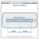 Power Trowel Blade 8" x 12-1/2" Superior / Husqvarna Blue Combination (4-Pack) Bolt Pattern