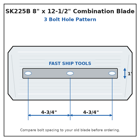 Power Trowel Blade 8" x 12-1/2" Superior / Husqvarna Blue Combination (4-Pack) Bolt Pattern