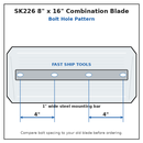 44" Power Trowel Blade 8" x 16" Superior / Husqvarna Combination (4-Pack) Bolt Pattern