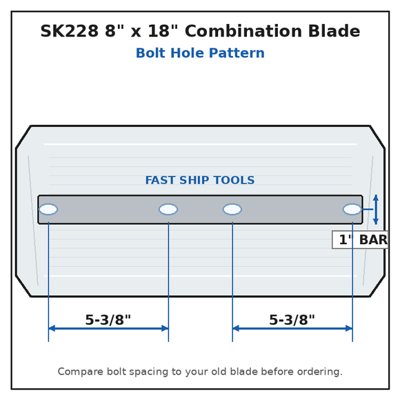 48" Power Trowel Blade 8" x 18" Superior / Husqvarna Combination (4-Pack) Bolt Pattern