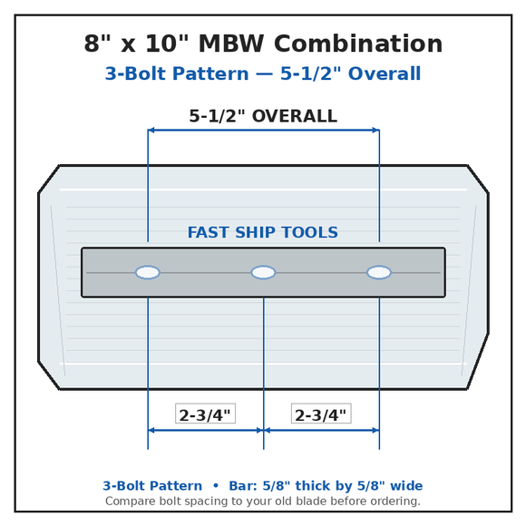 30" Power Trowel Blade 8" x 10" MBW Combination (4-Pack) Bolt Pattern