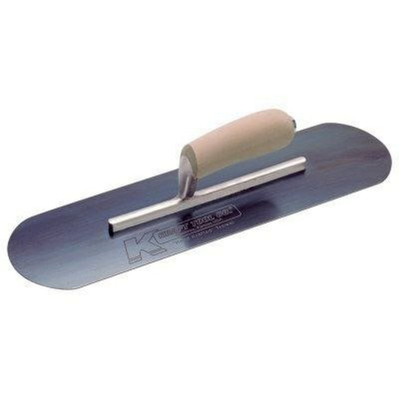 14" x 4" Short Shank Blue Steel Pool Trowel w/Wood Handle