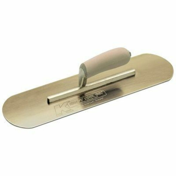 12" x 3-1/2" Short Shank Stainless Steel Pool Trowel w/Wood Handle